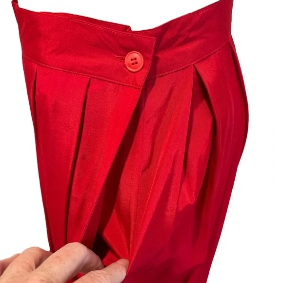 NWT 70s RED TOP BOX PLEAT MINIMALIST MIDI SKIRT 2 POCKETS MADE IN ITALY RAFAELLA - Picture 5 of 7